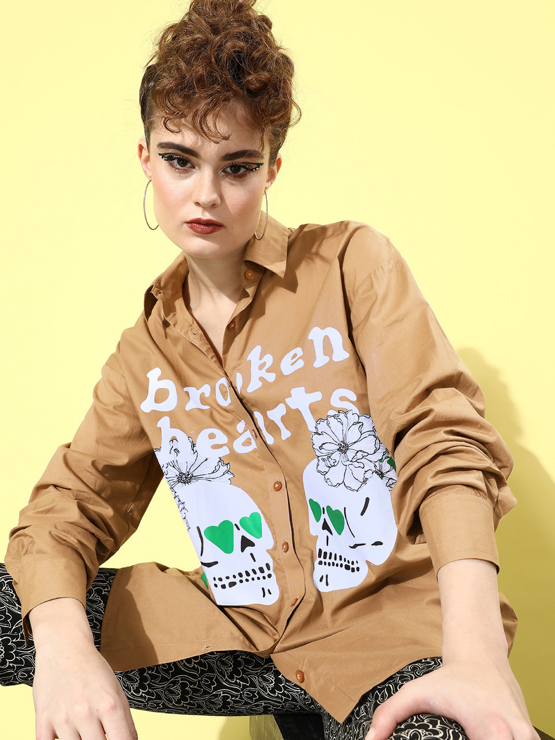 Stylecast X Hersheinbox Women Pure Cotton Opaque Graphic Printed Casual Shirt, Brown
Stylecast X Hersheinbox Women Pure Cotton Opaque Graphic Printed Casual Shirt, Brown