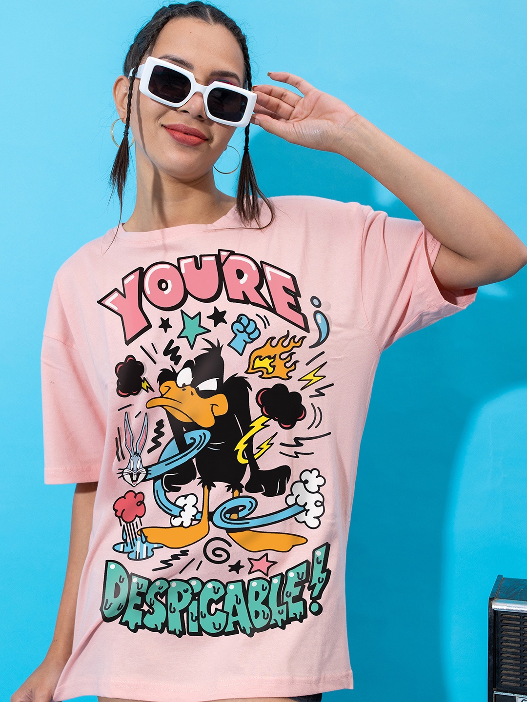 Stylecast X Hersheinbox Women Pure Cotton Printed Drop-Shoulder Longline T-shirt, Pink
Stylecast X Hersheinbox Women Pure Cotton Printed Drop-Shoulder Longline T-shirt, Pink