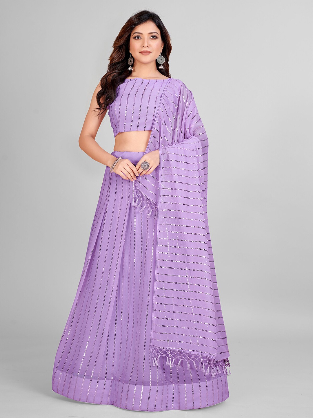 Granthva Fab Embellished Sequinned Semi-Stitched Lehenga & Unstitched Blouse With Dupatta, Purple
Granthva Fab Embellished Sequinned Semi-Stitched Lehenga & Unstitched Blouse With Dupatta, Purple
