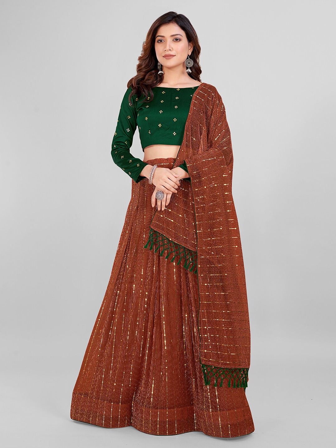 Granthva Fab Embellished Sequinned Semi-Stitched Lehenga & Unstitched Blouse With Dupatta, Orange
Granthva Fab Embellished Sequinned Semi-Stitched Lehenga & Unstitched Blouse With Dupatta, Orange