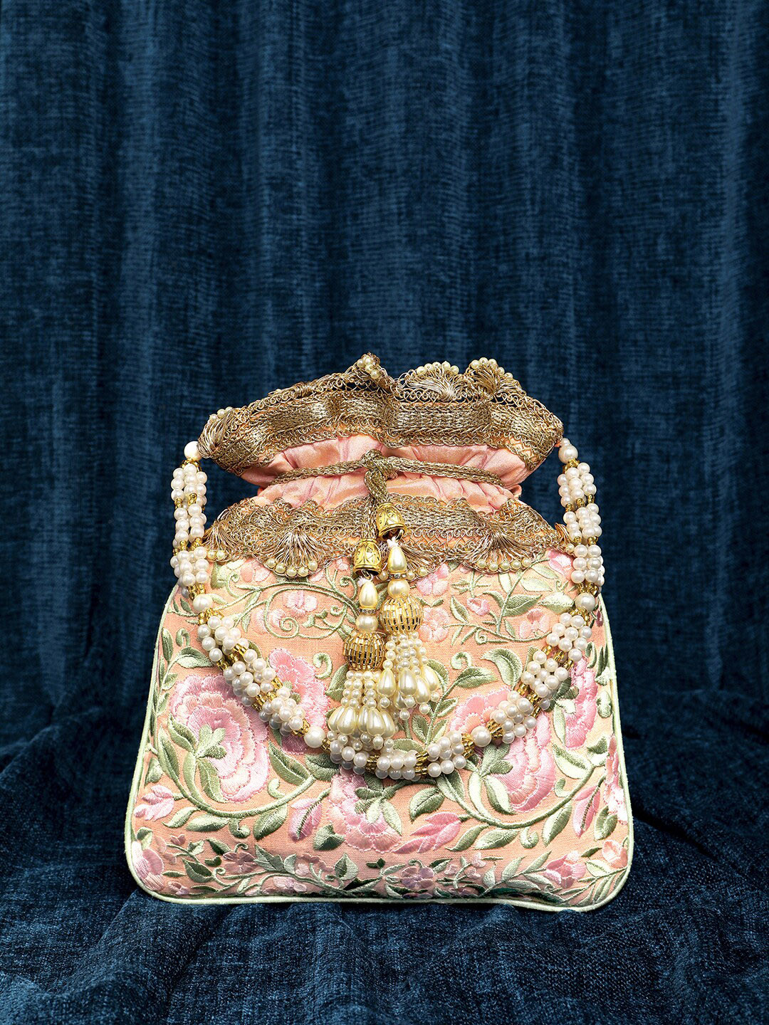 Peora Embellished Handmade Evening Wristlet Potli Clutch, Peach
Peora Embellished Handmade Evening Wristlet Potli Clutch, Peach