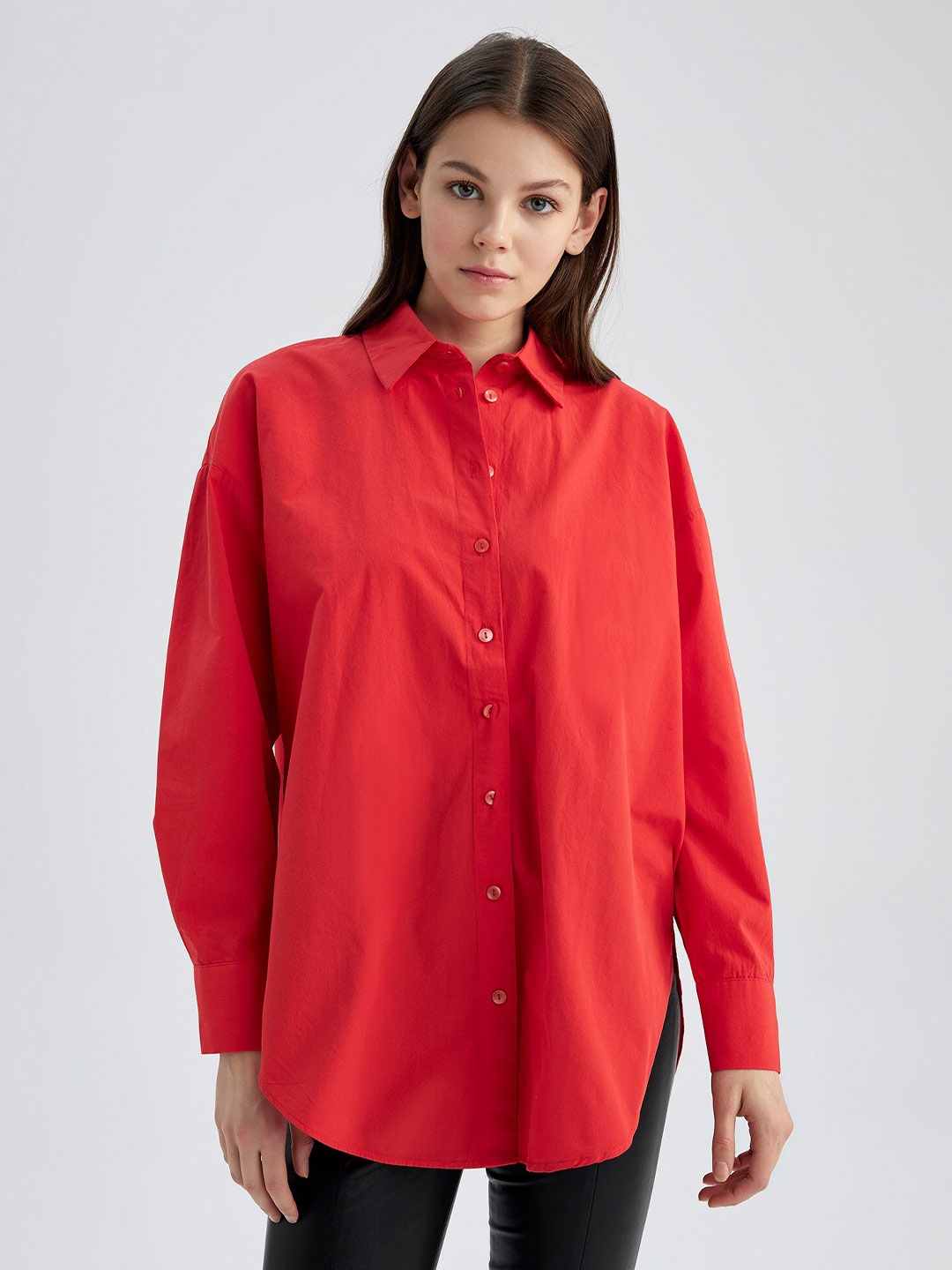 DeFacto Spread Collar Casual Shirt, Red