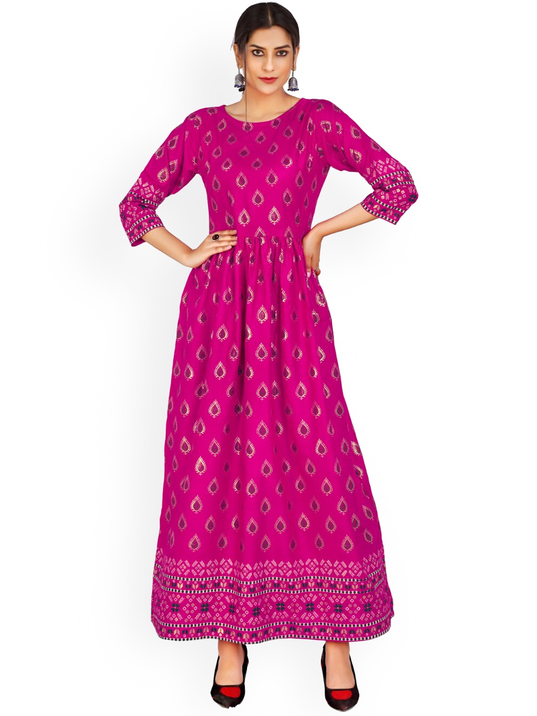 Angroop Ethnic Motifs Printed Kurta, Pink