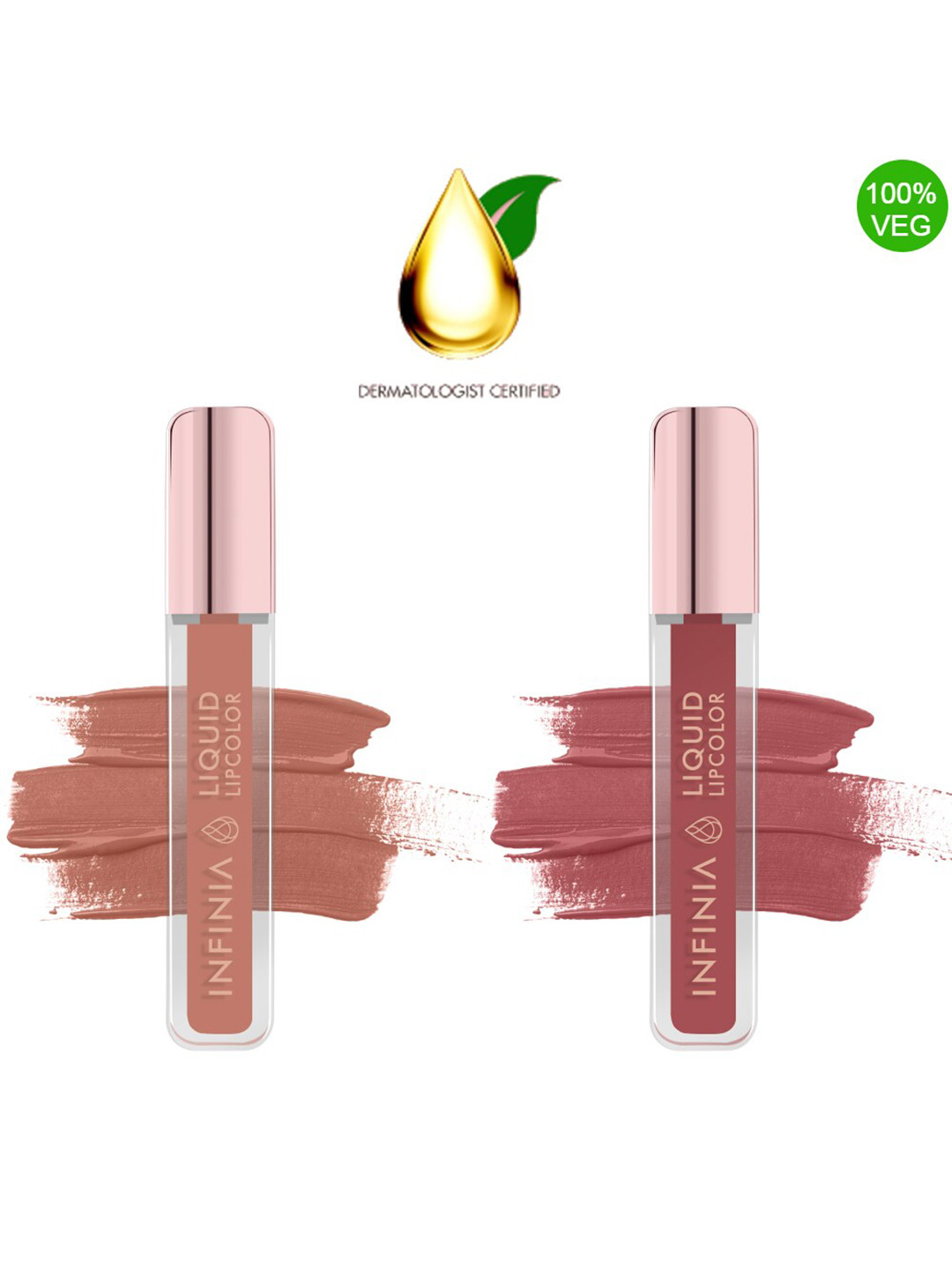 INFINIA Set Of 2 Vitamin E Matte Liquid Lipcolor 15 ml Each - Nude M-93 & Purple M-97 
INFINIA Set Of 2 Vitamin E Matte Liquid Lipcolor 15 ml Each - Nude M-93 & Purple M-97