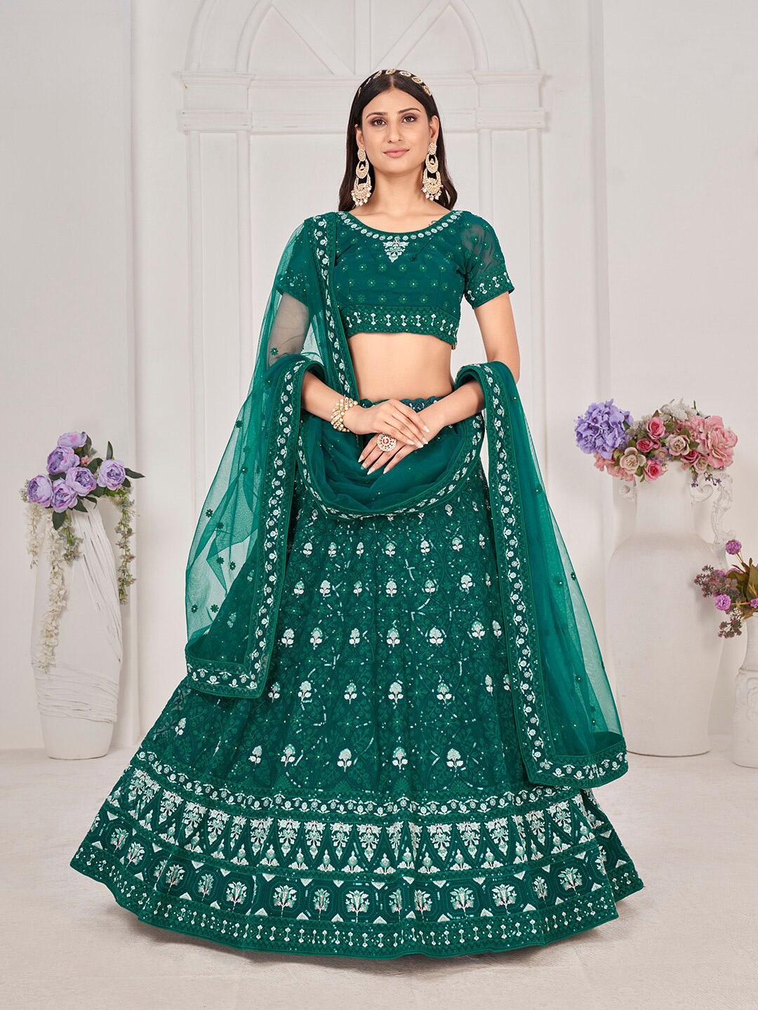 SHOPGARB Embroidered Thread Work Semi-Stitched Lehenga & Unstitched Blouse With Dupatta, Green
SHOPGARB Embroidered Thread Work Semi-Stitched Lehenga & Unstitched Blouse With Dupatta, Green