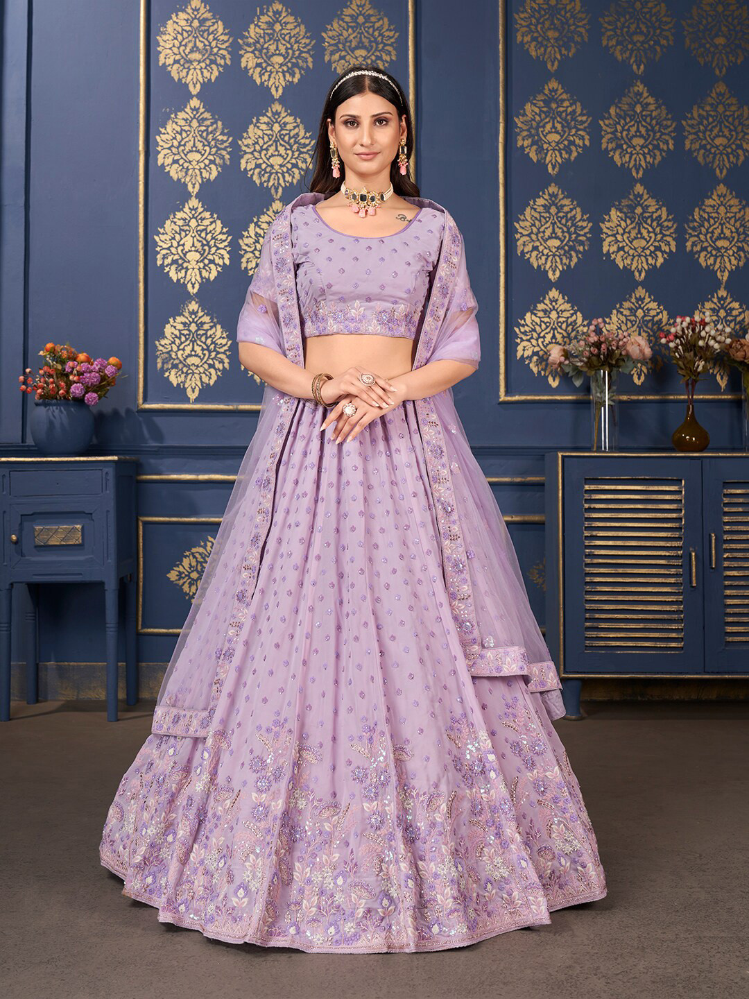SHOPGARB Embroidered Thread Work Semi-Stitched Lehenga & Unstitched Blouse With Dupatta, Lavender
SHOPGARB Embroidered Thread Work Semi-Stitched Lehenga & Unstitched Blouse With Dupatta, Lavender