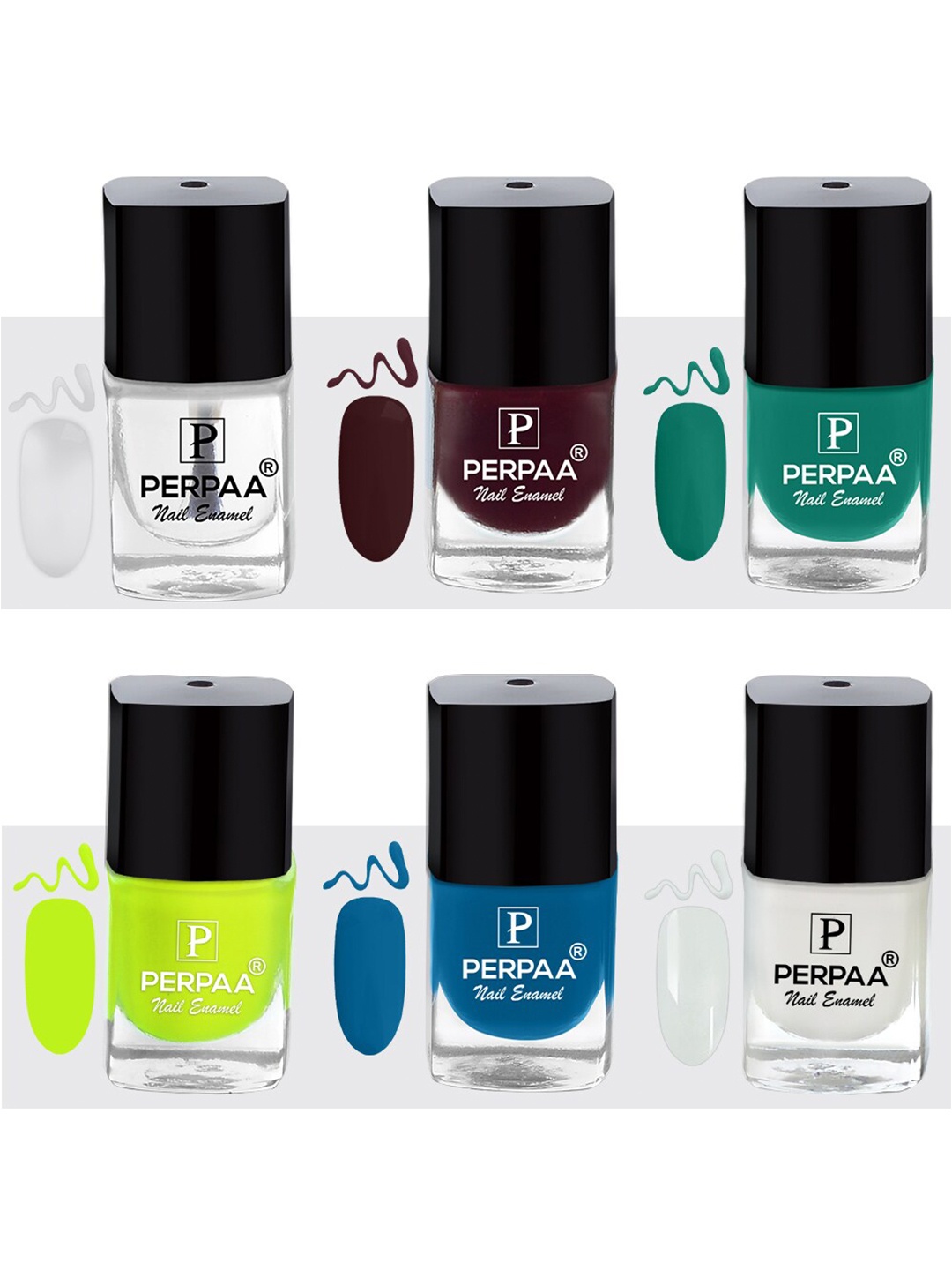 PERPAA Set of 6 Trendy Quick-Drying & Long Lasting Gel Nail Enamel - 5 ml each, Multi
PERPAA Set of 6 Trendy Quick-Drying & Long Lasting Gel Nail Enamel - 5 ml each, Multi
