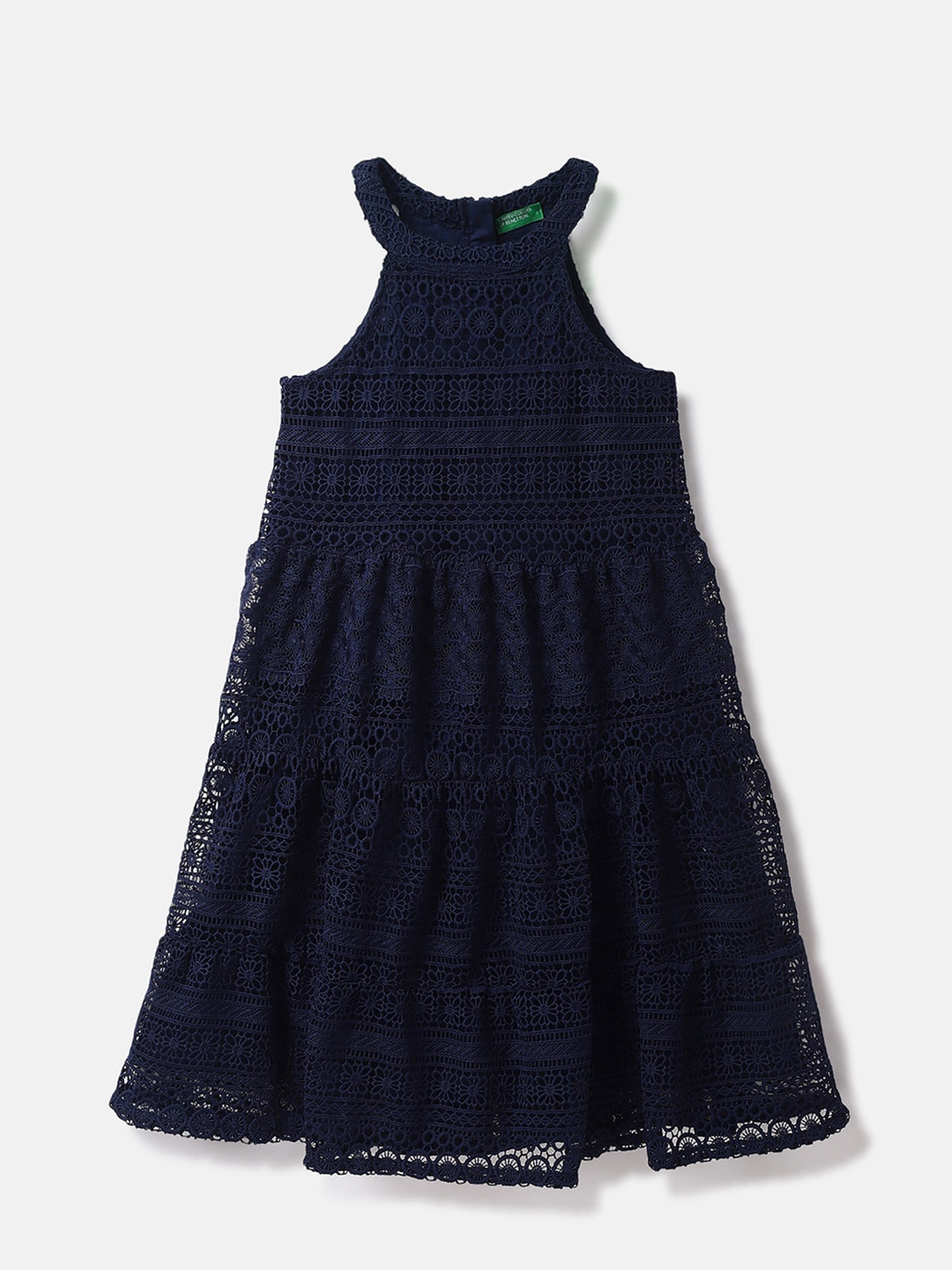 United Colors of Benetton Girls Lace Inserted Halter Neck Cotton A-Line Dress, Navy blue
United Colors of Benetton Girls Lace Inserted Halter Neck Cotton A-Line Dress, Navy blue