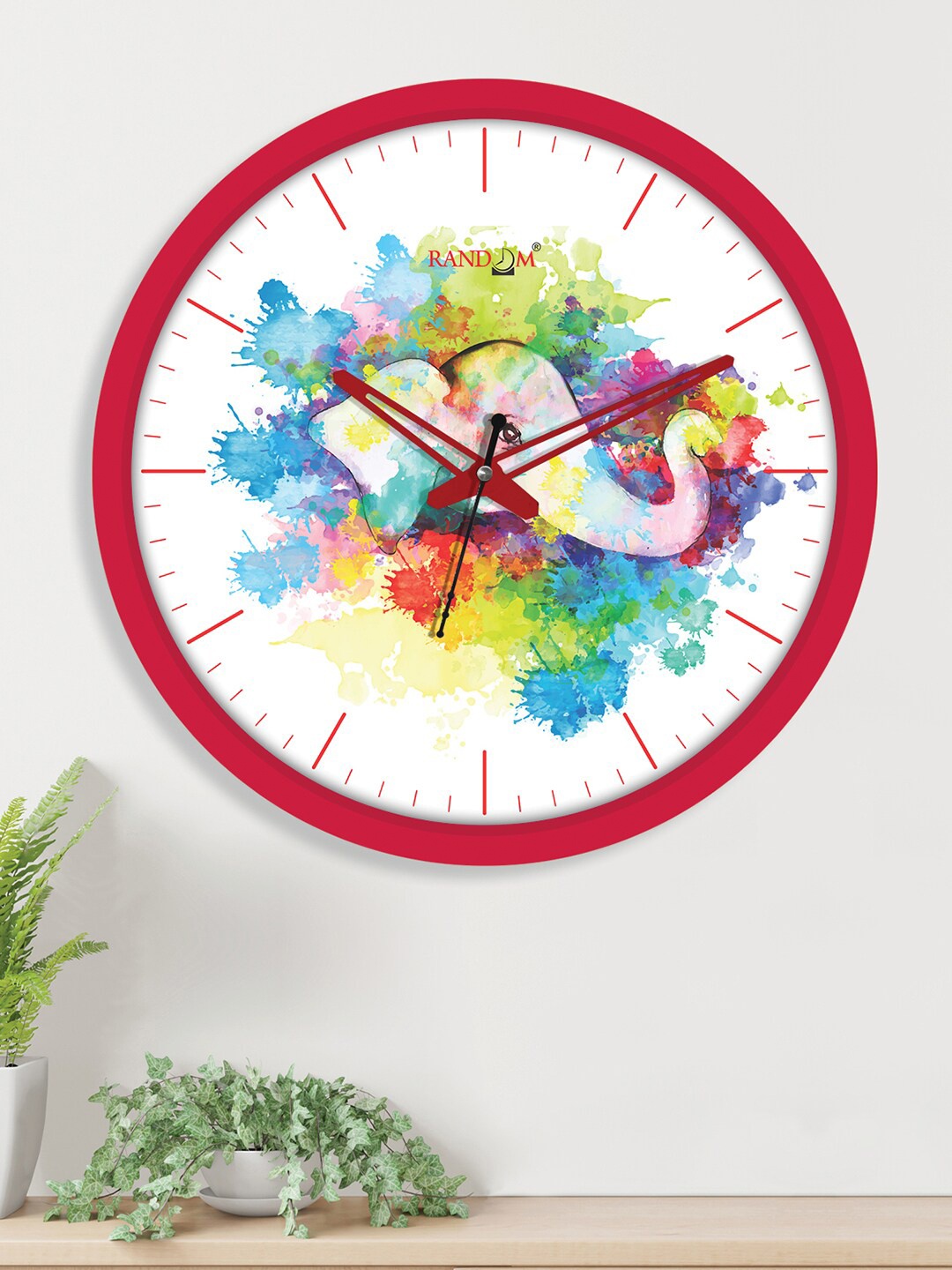RANDOM Holi White & Red Contemporary Wall Clock