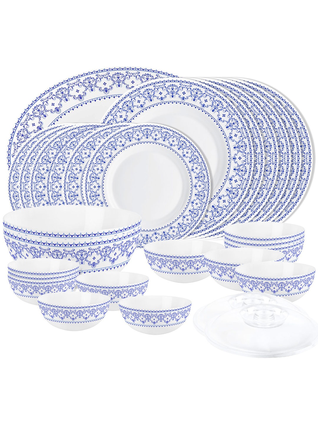 Cello Infinity Blue Ariana Series 29 Pcs White & Blue Printed Opalware Glossy Dinner Set
Cello Infinity Blue Ariana Series 29 Pcs White & Blue Printed Opalware Glossy Dinner Set
