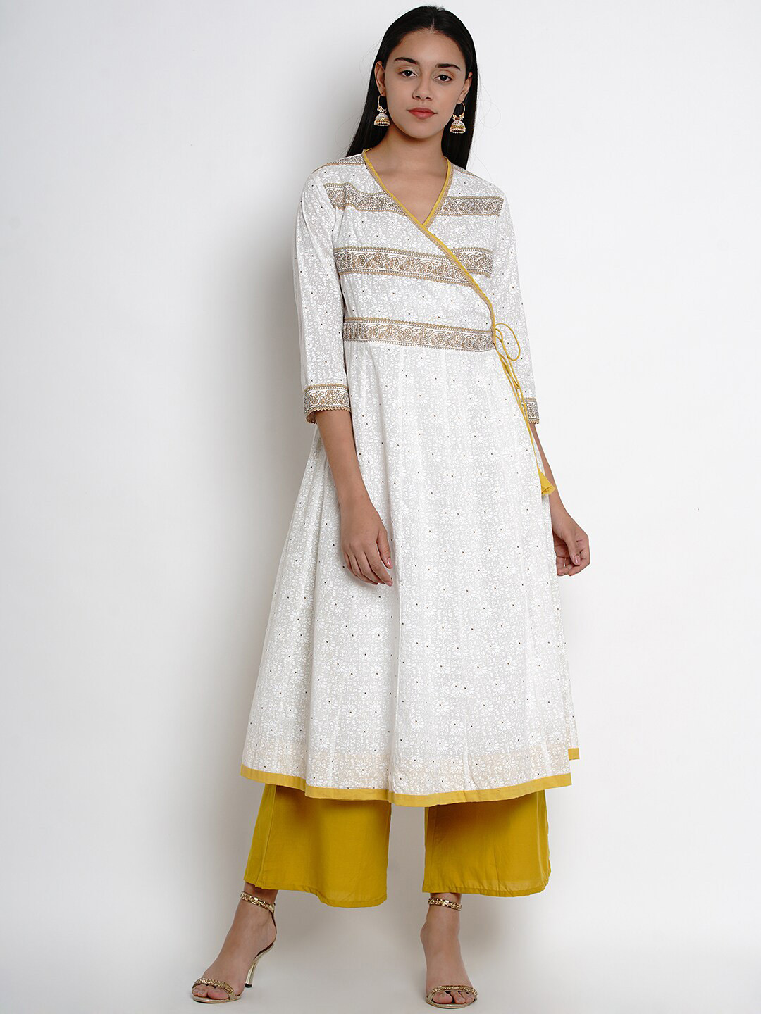 Bhama Couture Floral Printed Angrakha Kurta With Palazzos, White
Bhama Couture Floral Printed Angrakha Kurta With Palazzos, White