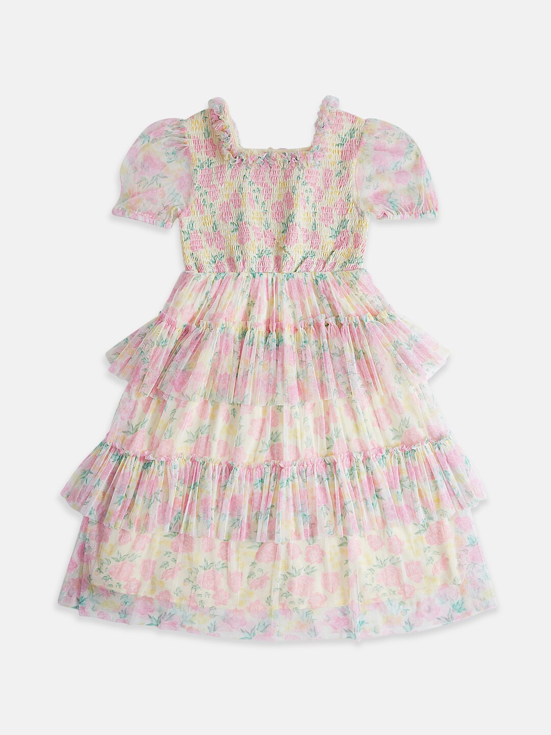 Pantaloons Junior Floral Printed Smocked Puff Sleeves Ruffled Fit & Flare Dress, Pink
Pantaloons Junior Floral Printed Smocked Puff Sleeves Ruffled Fit & Flare Dress, Pink