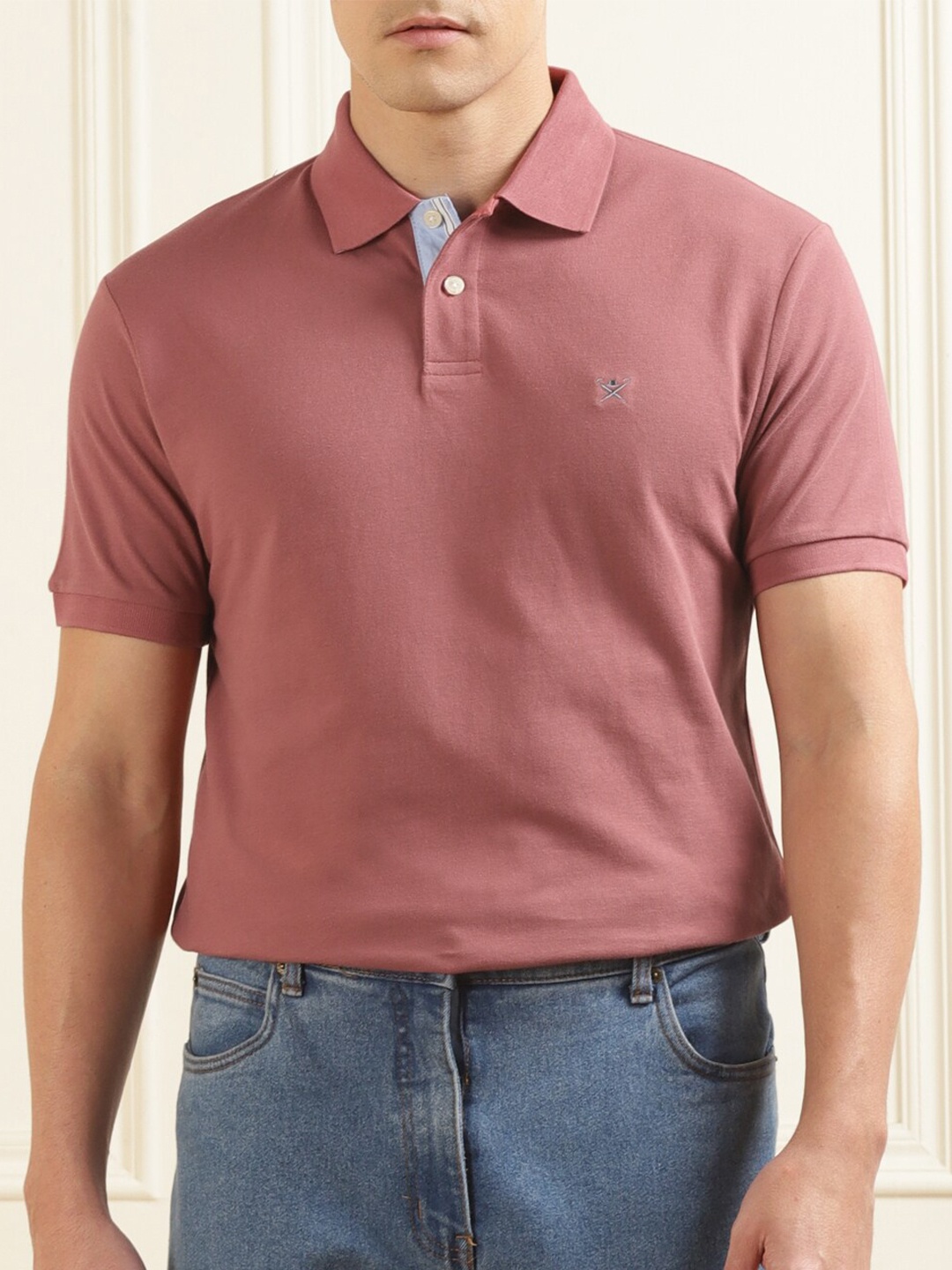 HACKETT LONDON Polo Collar Pure Cotton T-shirt, Pink