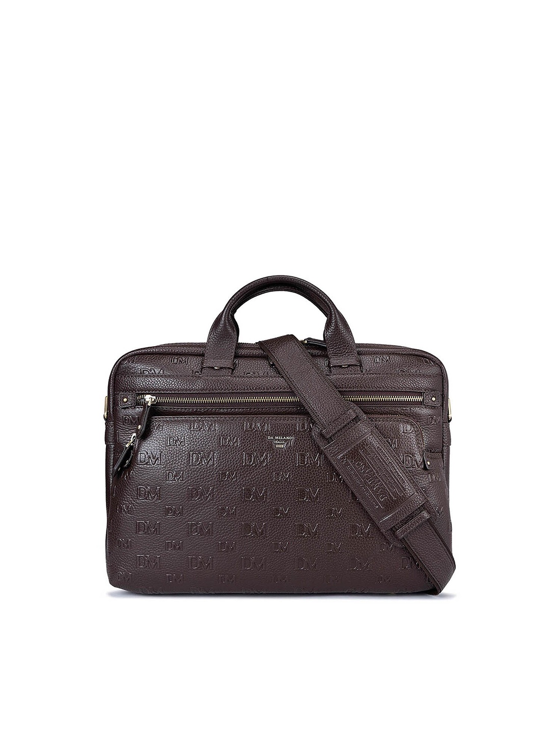 Da Milano Textured Leather Laptop Sleeve, Brown