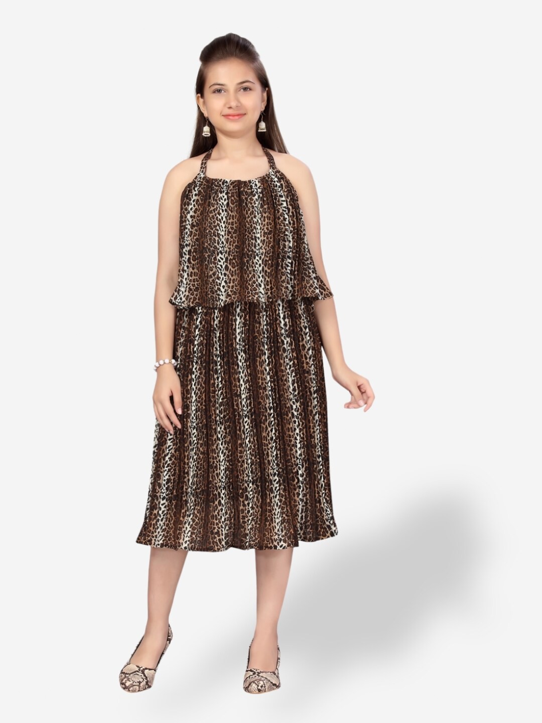 Aarika Girls Animal Printed Accordion Pleats Georgette A-Line Midi Dress, Brown
Aarika Girls Animal Printed Accordion Pleats Georgette A-Line Midi Dress, Brown