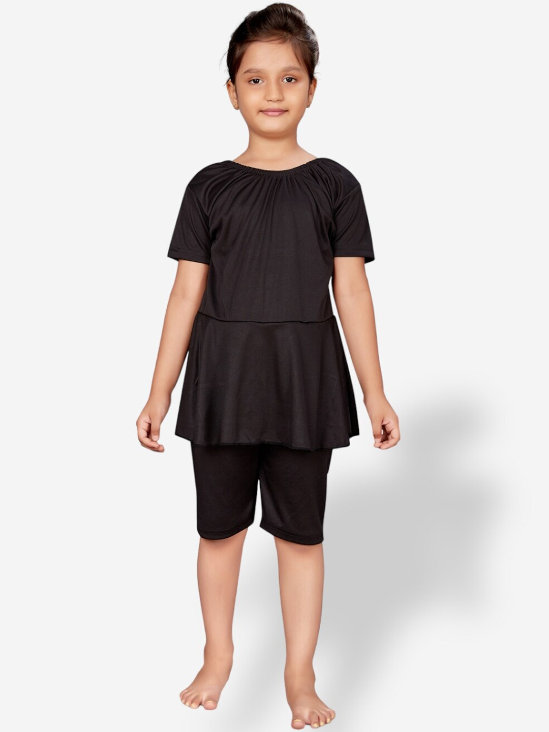Aarika Girls Full Coverage Short Sleeves Swimming Dress, Black
Aarika Girls Full Coverage Short Sleeves Swimming Dress, Black
