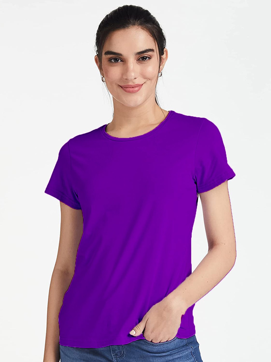 COLOR CAPITAL Knitted Pure Cotton Top, Purple