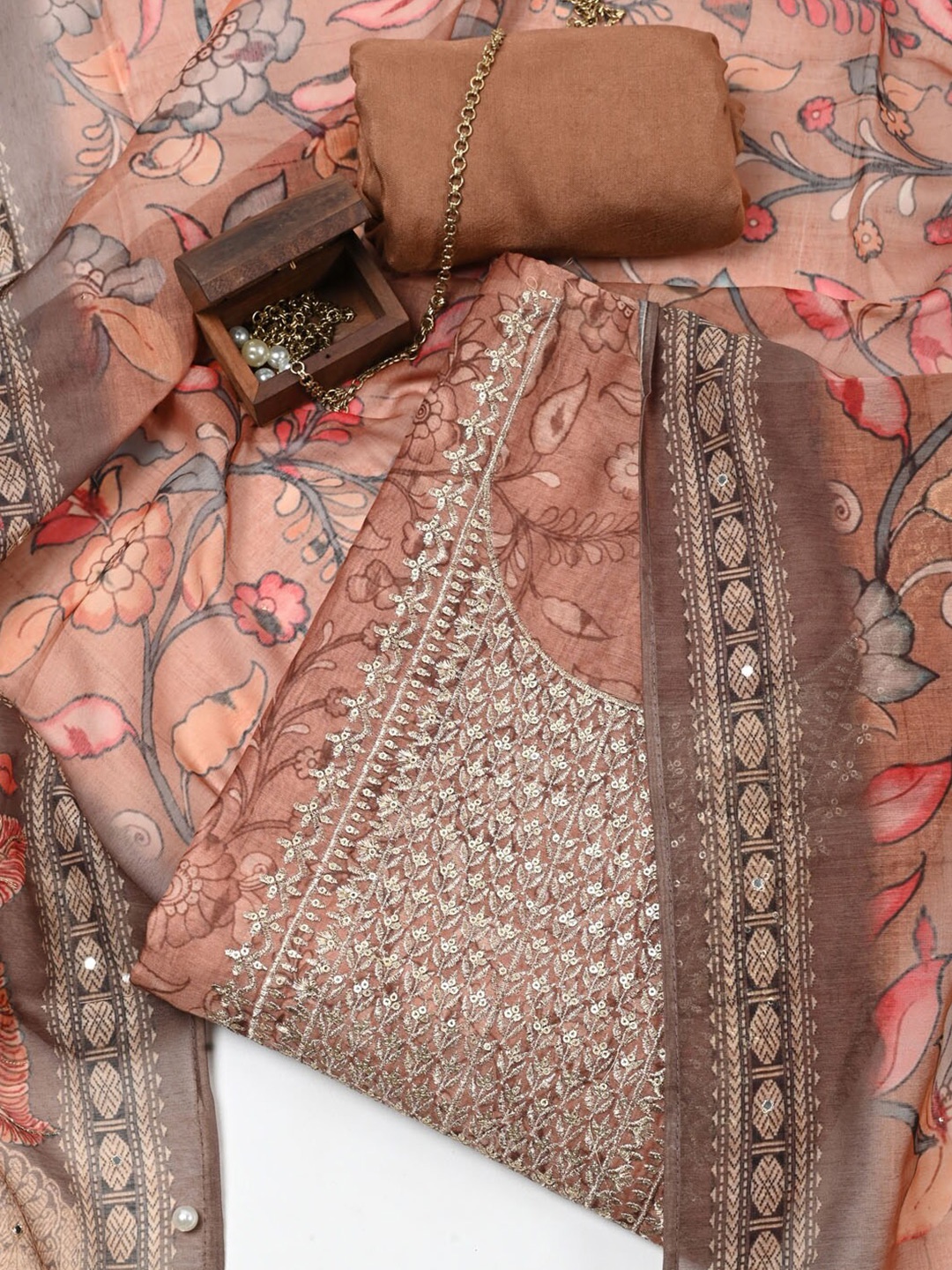 Meena Bazaar Sequinned Embroidered Dupion Silk Unstitched Dress Material With Dupatta, Brown
Meena Bazaar Sequinned Embroidered Dupion Silk Unstitched Dress Material With Dupatta, Brown