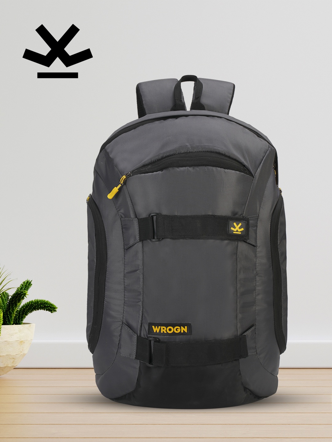 WROGN Brand Logo Laptop Backpack, Grey