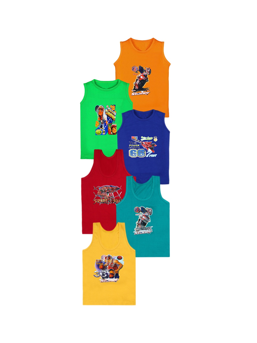 CAREPLUS Boys Pack Of 6 Assorted Cotton Undershirts Innerwear Vest