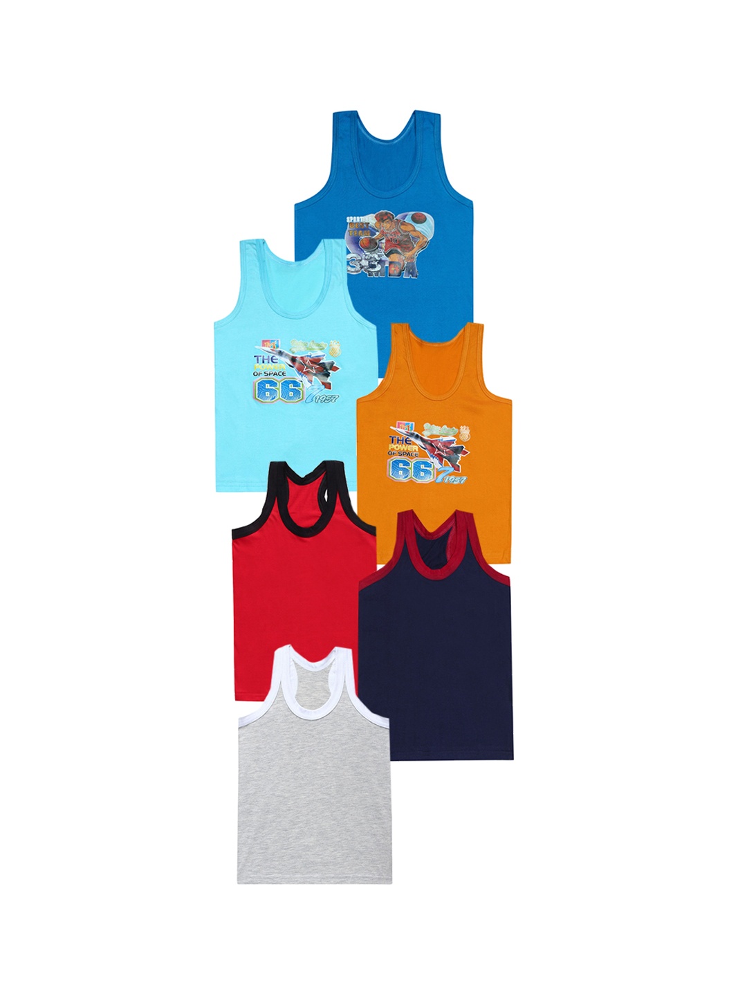 CAREPLUS Boys Pack Of 6 Printed Cotton Sleeveless Scoop Neck Undershirt Vest, Red
CAREPLUS Boys Pack Of 6 Printed Cotton Sleeveless Scoop Neck Undershirt Vest, Red