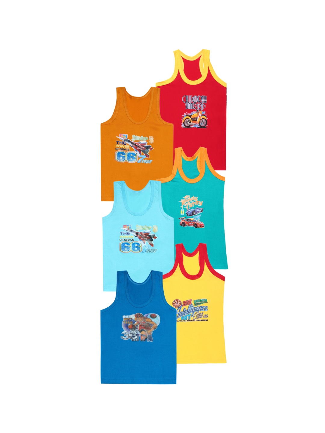 CAREPLUS Boys Pack Of 6 Cotton Inner Vests, Blue