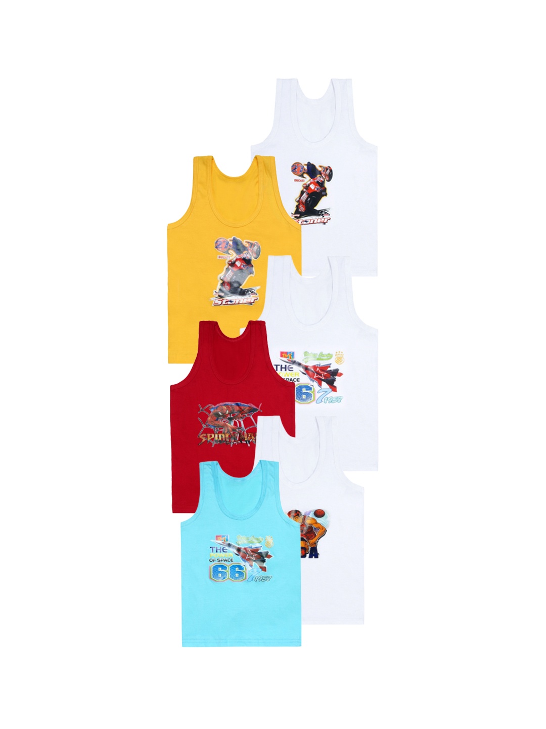 CAREPLUS Boys Pack Of 6 Printed Cotton Sleeveless Scoop Neck Undershirt Vest, Orange
CAREPLUS Boys Pack Of 6 Printed Cotton Sleeveless Scoop Neck Undershirt Vest, Orange