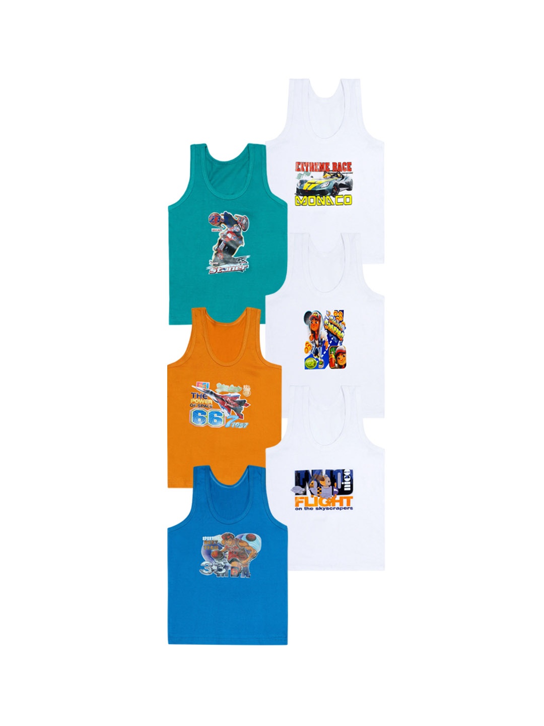 CAREPLUS Boys Pack Of 6 Assorted Cotton Innerwear Vests
