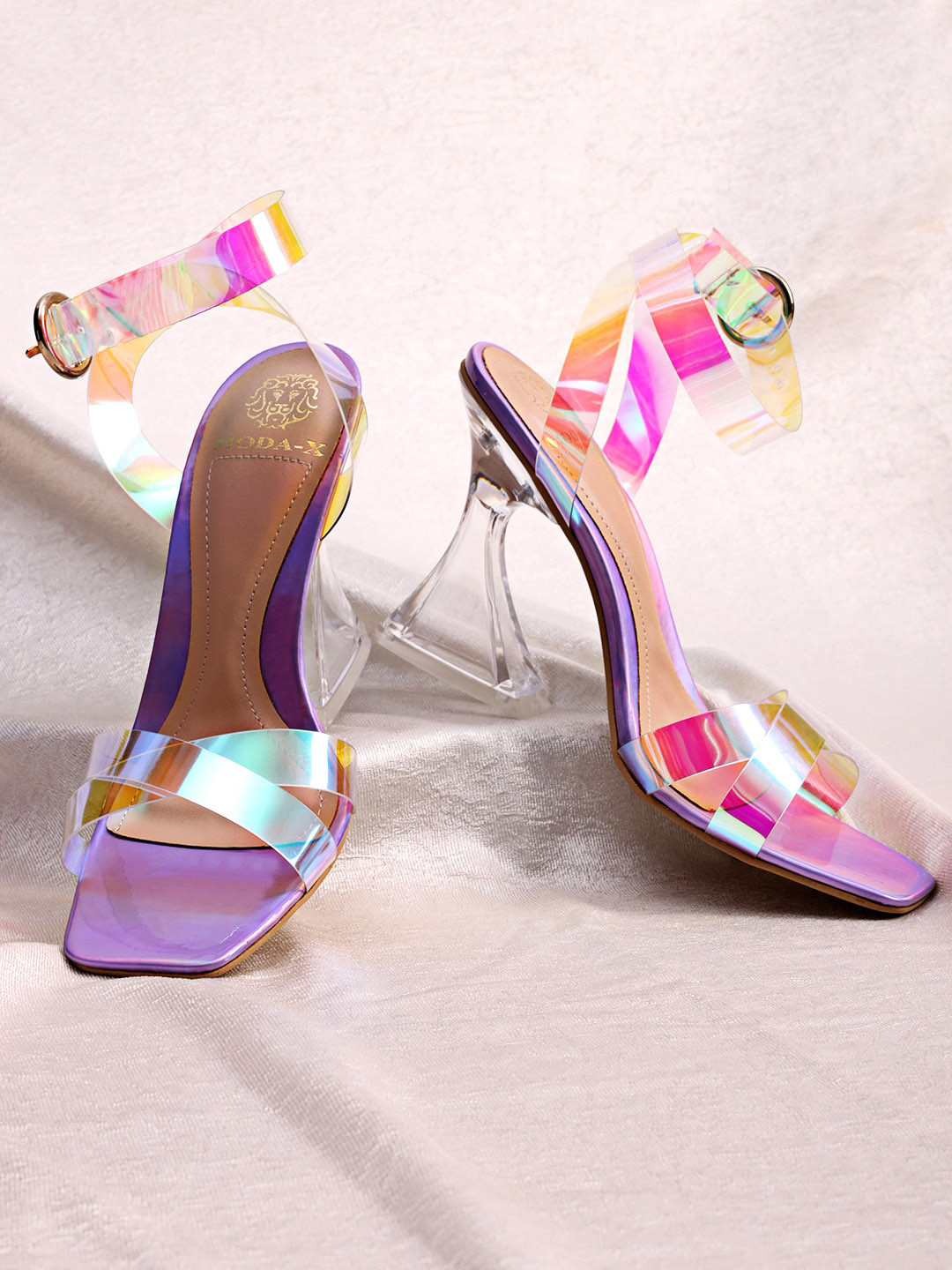 MODA-X Open Toe Block Heels With Ankle Loop, Lavender
MODA-X Open Toe Block Heels With Ankle Loop, Lavender