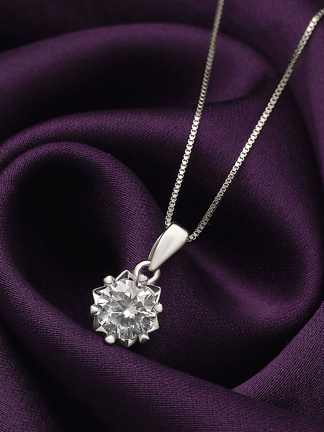 SILBERRY 92.5 Sterling & Rhodium-Plated CZ-Studded Solitaire Craze Pendant with Link Chain, White
SILBERRY 92.5 Sterling & Rhodium-Plated CZ-Studded Solitaire Craze Pendant with Link Chain, White