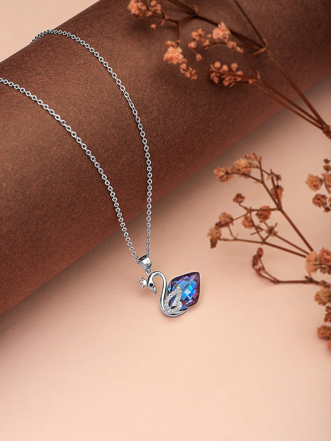 SILBERRY 925 Sterling Silver & Rhodium-Plated CZ Studded Gracious Swan Pendant With Chain, Blue
SILBERRY 925 Sterling Silver & Rhodium-Plated CZ Studded Gracious Swan Pendant With Chain, Blue