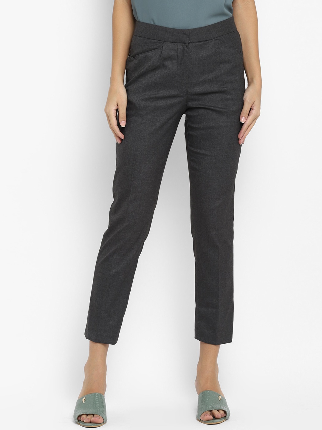 LAMOURE BY RED CHIEF Women Textured Mid Rise Slim Fit Cotton Cigarette Trousers, Grey
LAMOURE BY RED CHIEF Women Textured Mid Rise Slim Fit Cotton Cigarette Trousers, Grey