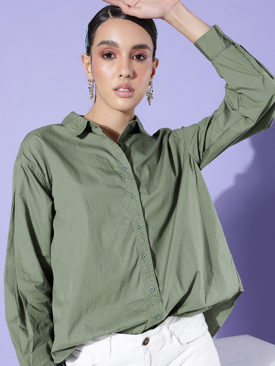 The Roadster Life Co. Olive Green Party Oversized Boxy Pleated Pure Cotton Casual Shirt
The Roadster Life Co. Olive Green Party Oversized Boxy Pleated Pure Cotton Casual Shirt