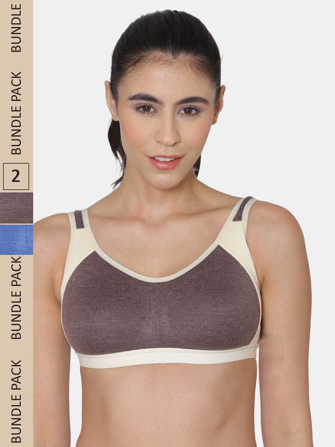 KOMLI Pack Of 2 Colourblocked Cotton Medium Support All Day Comfort Racerback Seamless Bra, Brown
KOMLI Pack Of 2 Colourblocked Cotton Medium Support All Day Comfort Racerback Seamless Bra, Brown