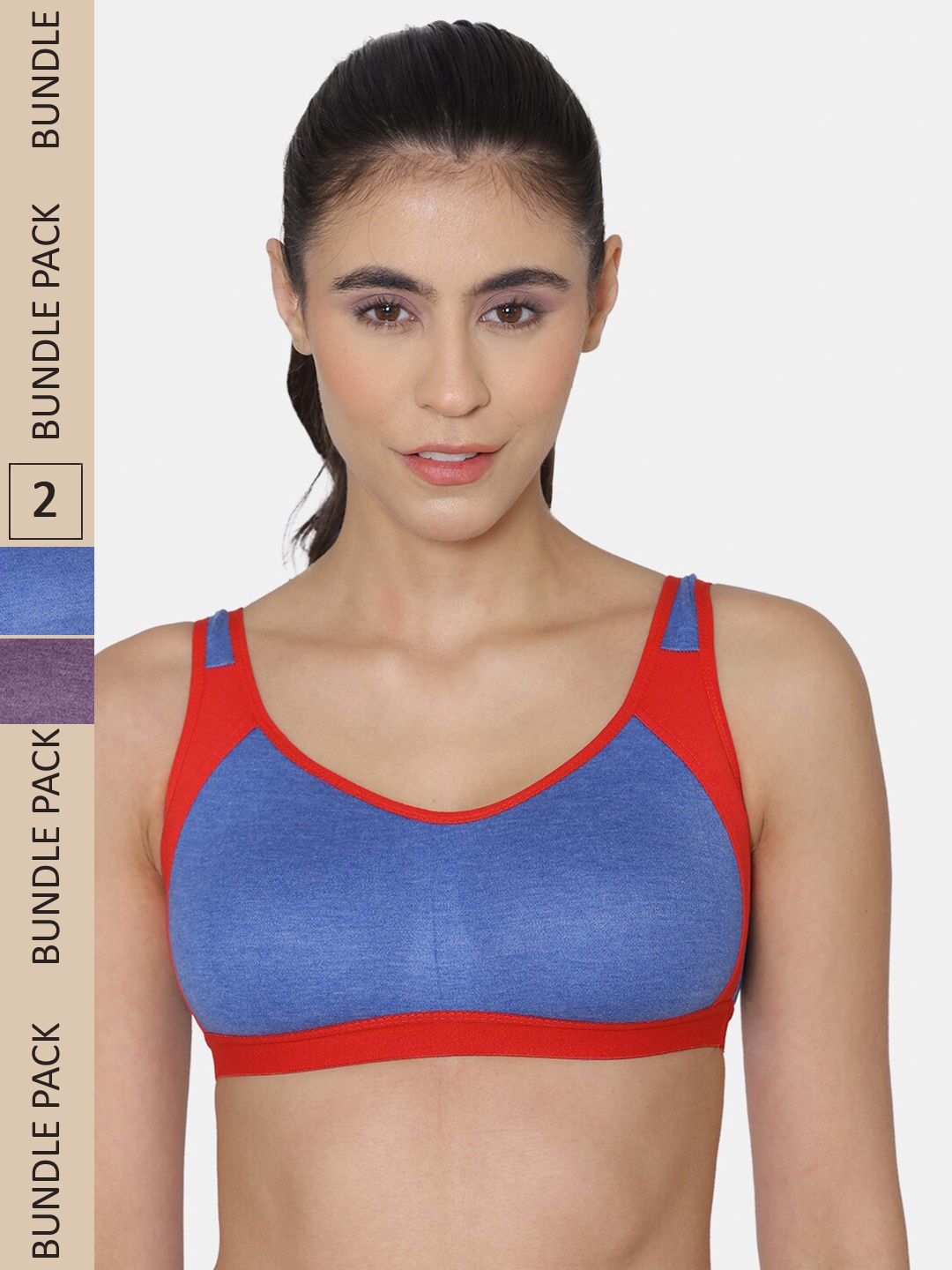 KOMLI Pack Of 2 Colourblocked Cotton High Support All Day Comfort Racerback Seamless Bra, Blue
KOMLI Pack Of 2 Colourblocked Cotton High Support All Day Comfort Racerback Seamless Bra, Blue