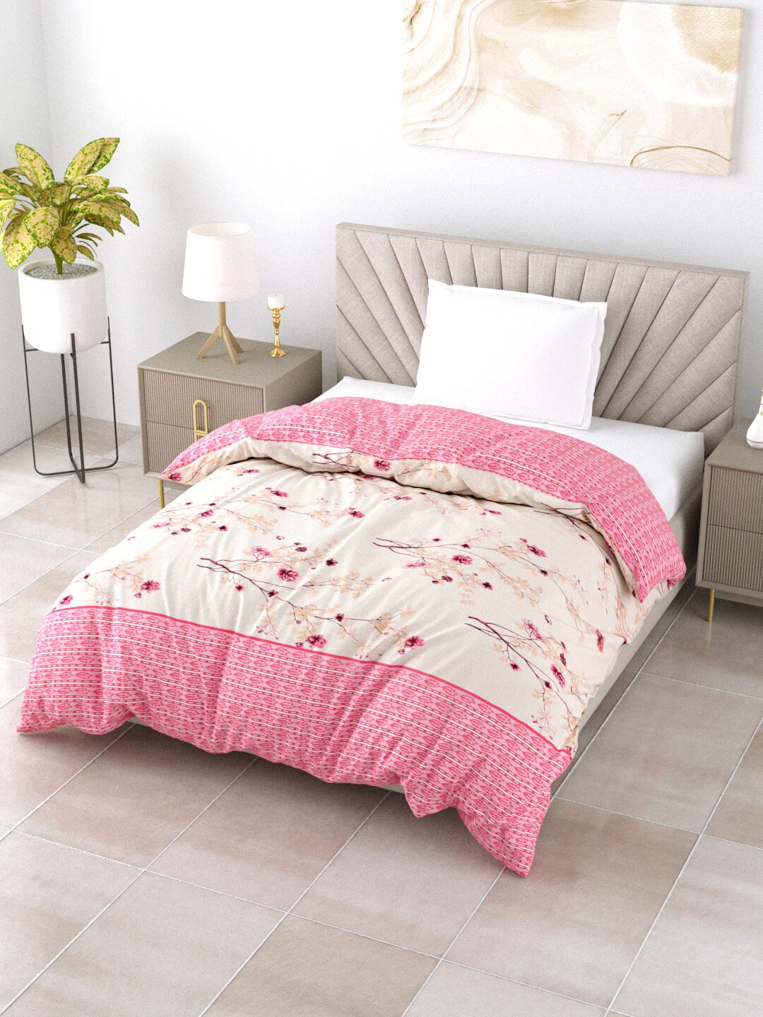 Salona Bichona Pink & Cream-Coloured Floral Mild Winter 150 GSM Single Bed Comforter
Salona Bichona Pink & Cream-Coloured Floral Mild Winter 150 GSM Single Bed Comforter