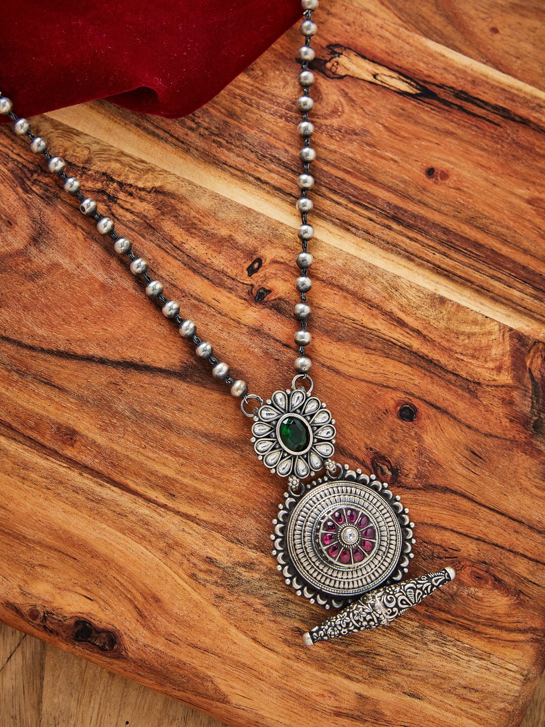 Fabindia Silver Necklace, Green