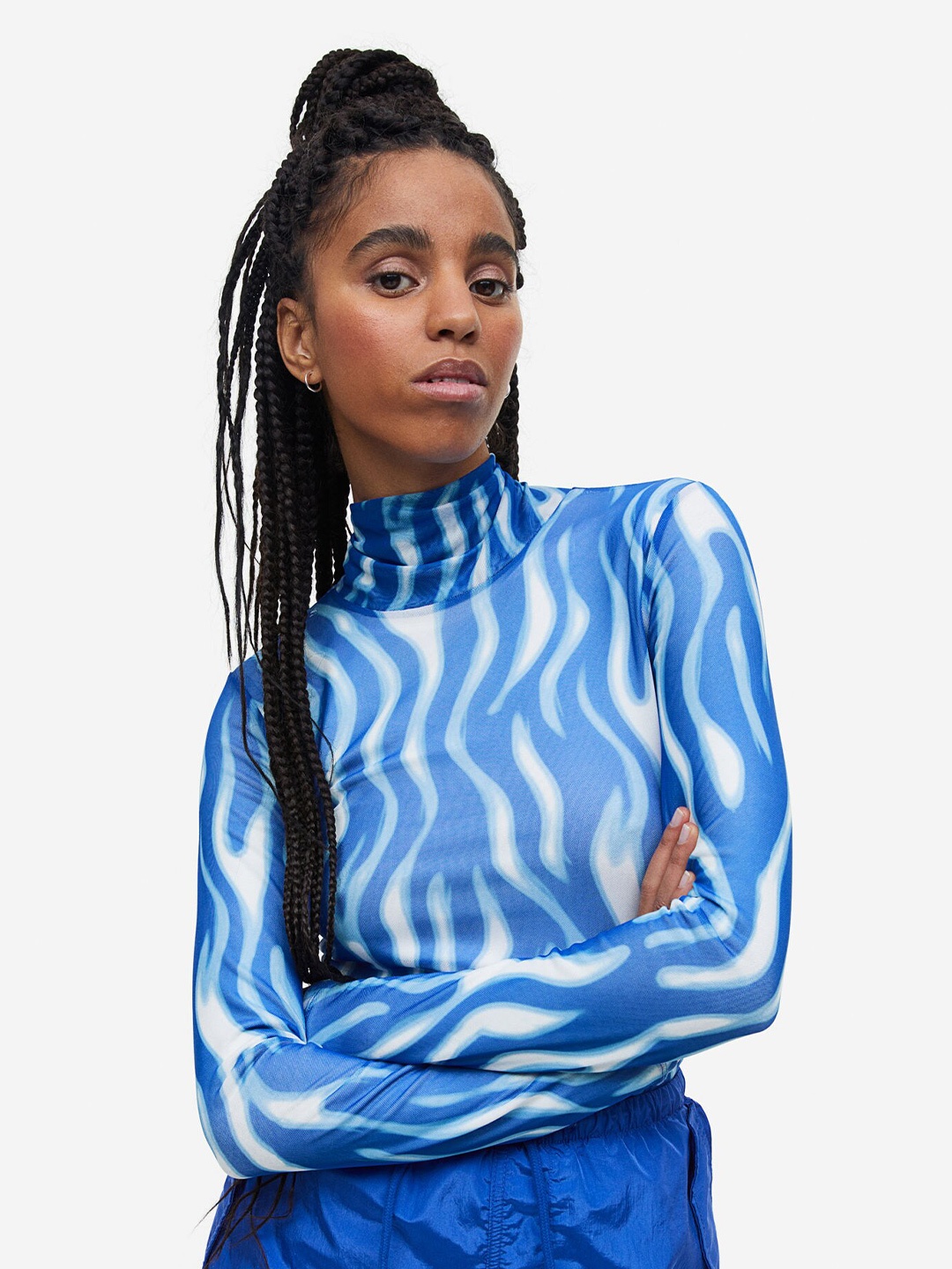 H&M Fitted Mesh Top, Blue
