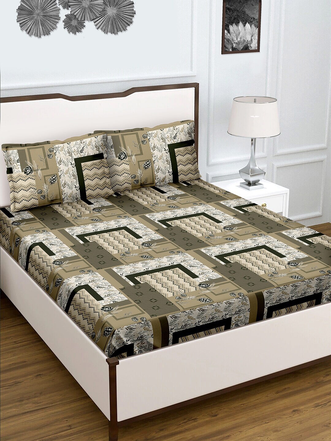 BELLA CASA Radiant Collection Green & Beige 150 TC Cotton King Bedsheet & 2 Pillow Covers
BELLA CASA Radiant Collection Green & Beige 150 TC Cotton King Bedsheet & 2 Pillow Covers