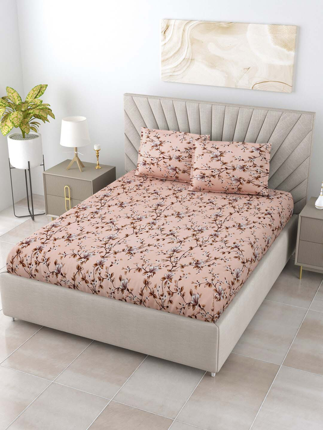 Salona Bichona Peach-Coloured Floral 144 TC Queen Bedsheet With 2 Pillow Covers
Salona Bichona Peach-Coloured Floral 144 TC Queen Bedsheet With 2 Pillow Covers