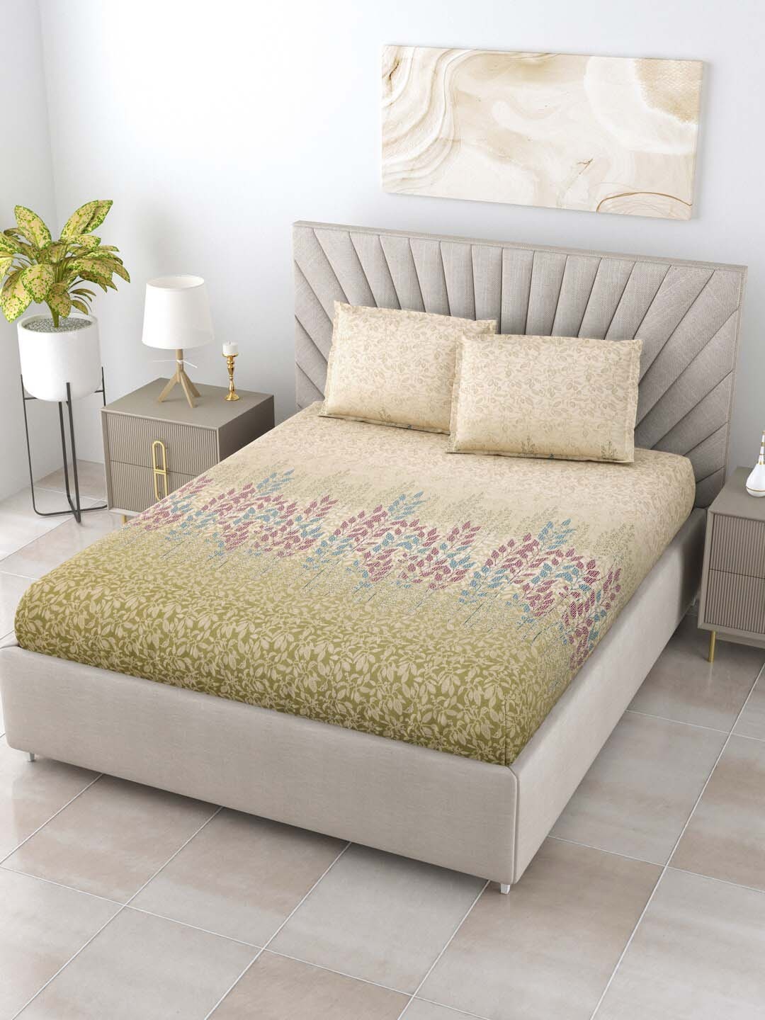 Salona Bichona Beige & Purple Floral 144 TC Cotton Queen Bedsheet with 2 Pillow Covers
Salona Bichona Beige & Purple Floral 144 TC Cotton Queen Bedsheet with 2 Pillow Covers