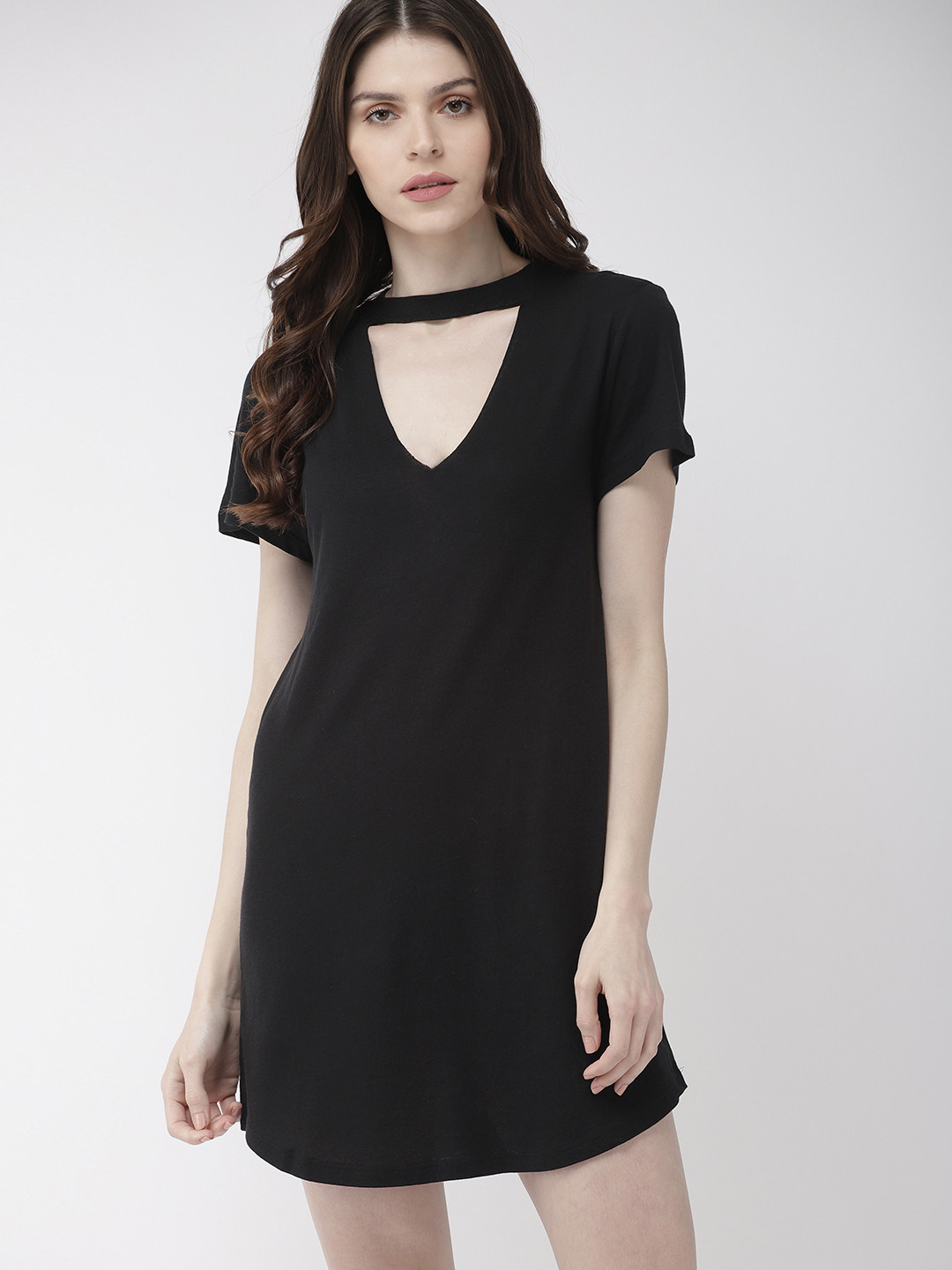 FOREVER 21 Women Solid Black Sheath Dress 
FOREVER 21 Women Solid Black Sheath Dress