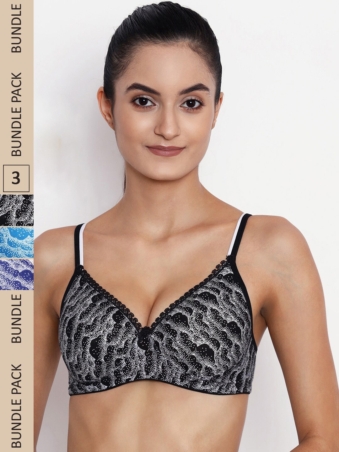 ABELINO Pack Of 3 Abstract Printed Non-Wired Lightly Padded Pure Cotton T-Shirt Bra, Black
ABELINO Pack Of 3 Abstract Printed Non-Wired Lightly Padded Pure Cotton T-Shirt Bra, Black