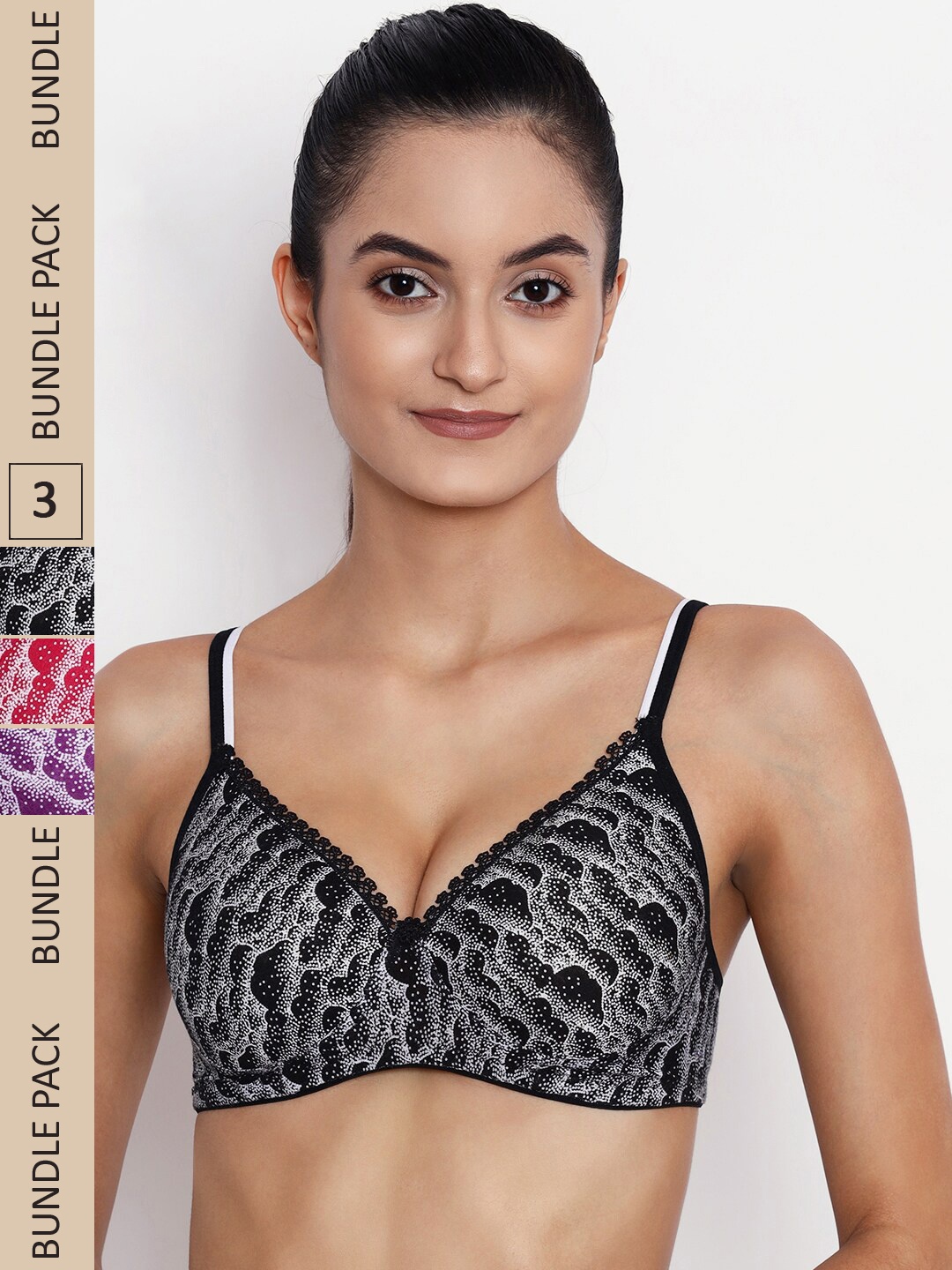 ABELINO Pack Of 3 Abstract Printed Non-Wired Lightly Padded Pure Cotton T-Shirt Bra, Black
ABELINO Pack Of 3 Abstract Printed Non-Wired Lightly Padded Pure Cotton T-Shirt Bra, Black
