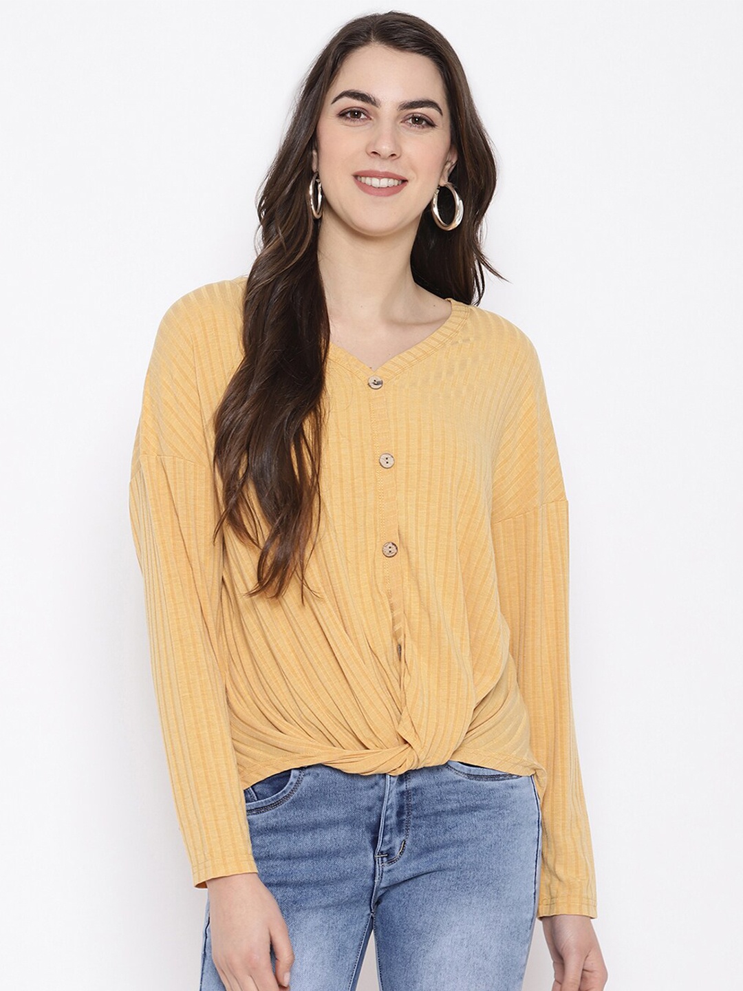 iki chic Striped Twisted Top, Yellow