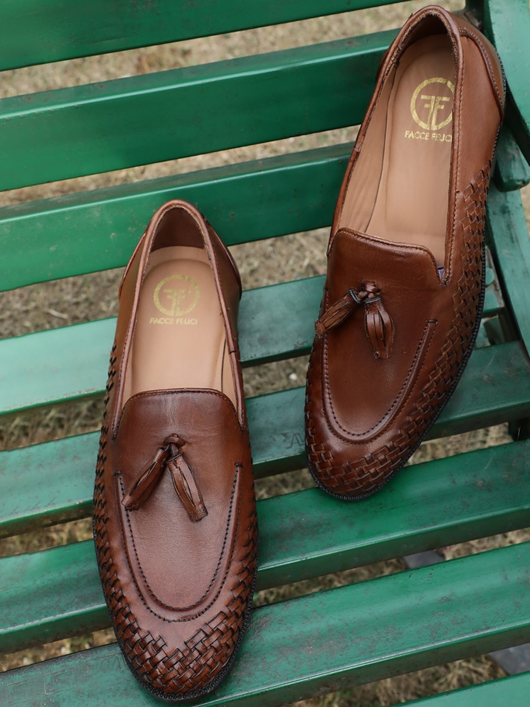 FACCE FELICI Folio Men Textured Formal Loafers, Tan 
FACCE FELICI Folio Men Textured Formal Loafers, Tan