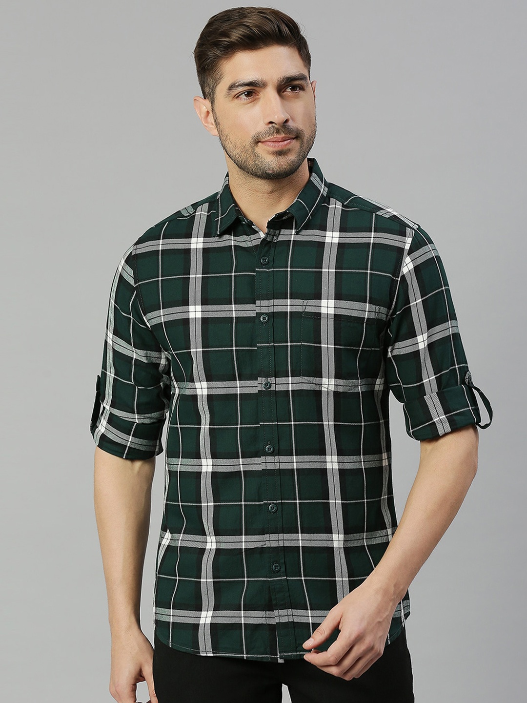 HERE&NOW Premium Spread Collar Slim Fit Tartan Checked Pure Cotton Casual Shirt, Green
HERE&NOW Premium Spread Collar Slim Fit Tartan Checked Pure Cotton Casual Shirt, Green