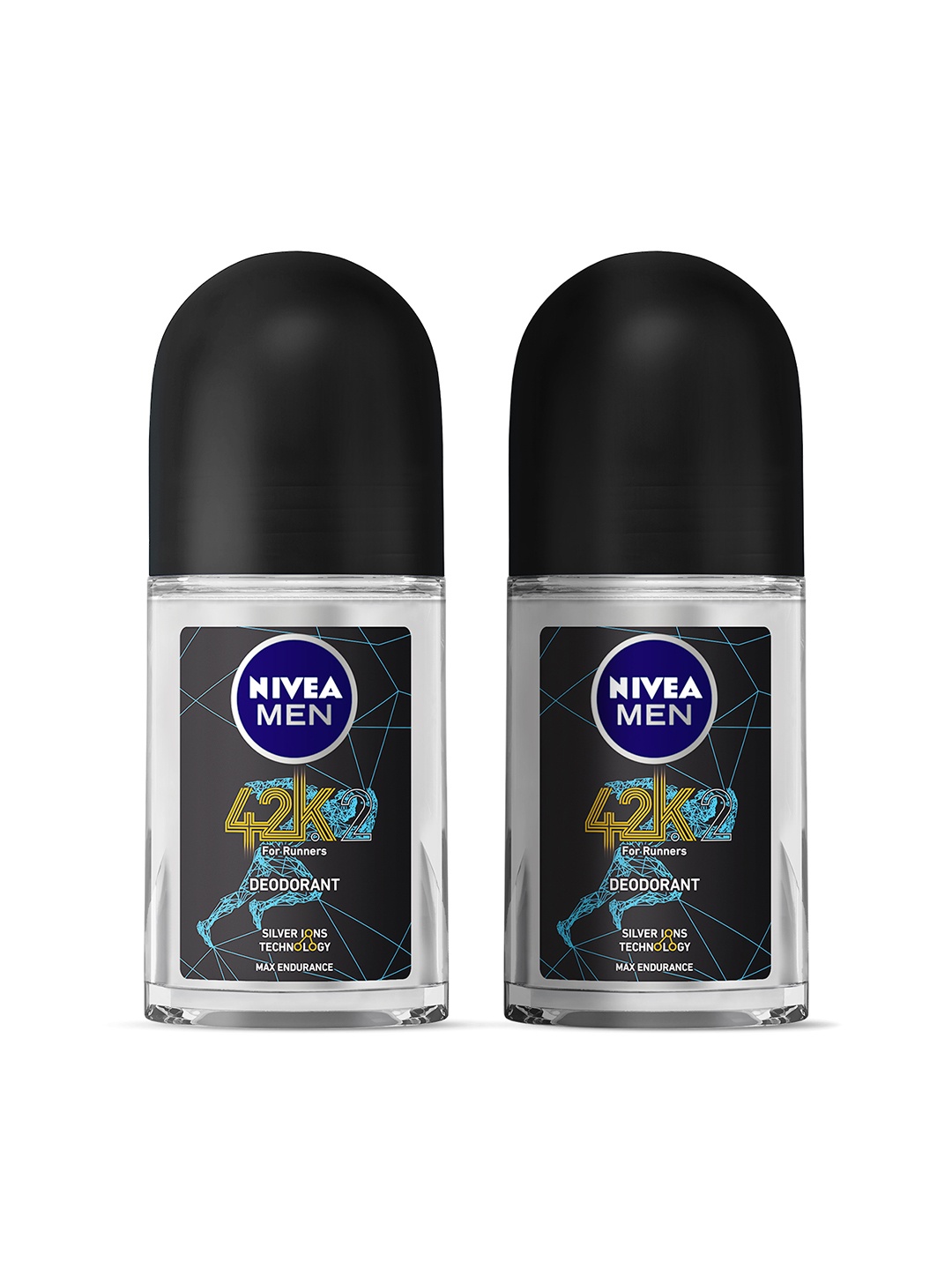 Nivea Men Set of 2 42K Roll On Deodorant with Silver Ions Technology - 50 ml Each, Black
Nivea Men Set of 2 42K Roll On Deodorant with Silver Ions Technology - 50 ml Each, Black