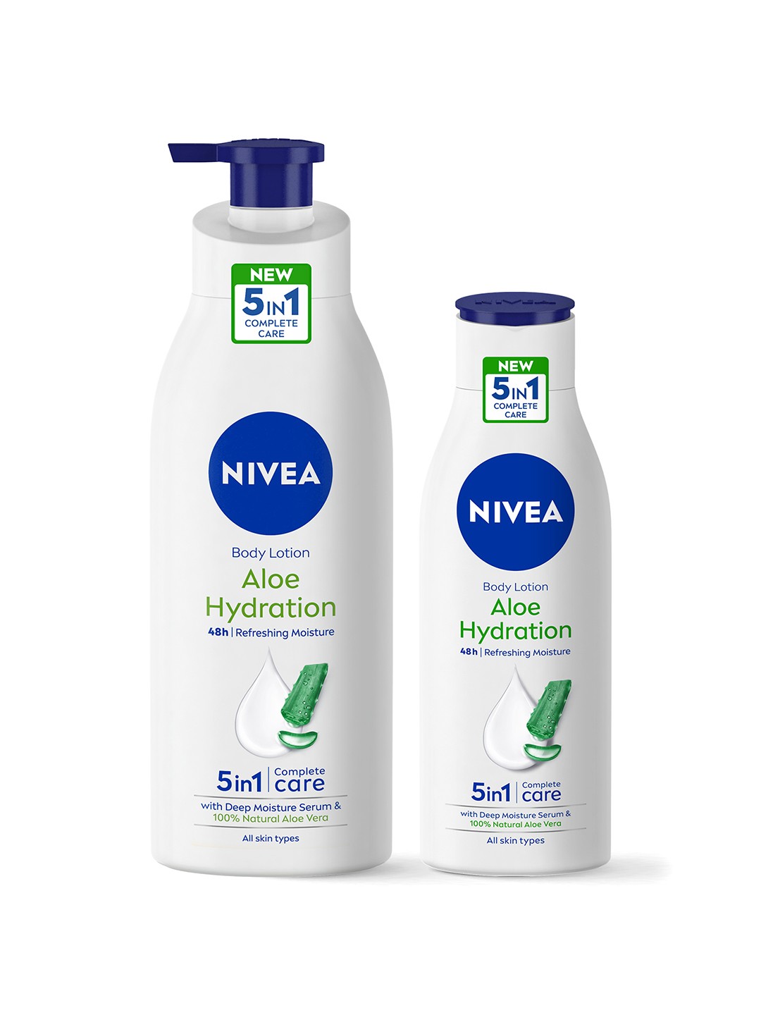 Nivea Set Of 2 Aloe Hydration 5-In-1 Complete Care Body Lotion - 400ml & 120ml, White
Nivea Set Of 2 Aloe Hydration 5-In-1 Complete Care Body Lotion - 400ml & 120ml, White
