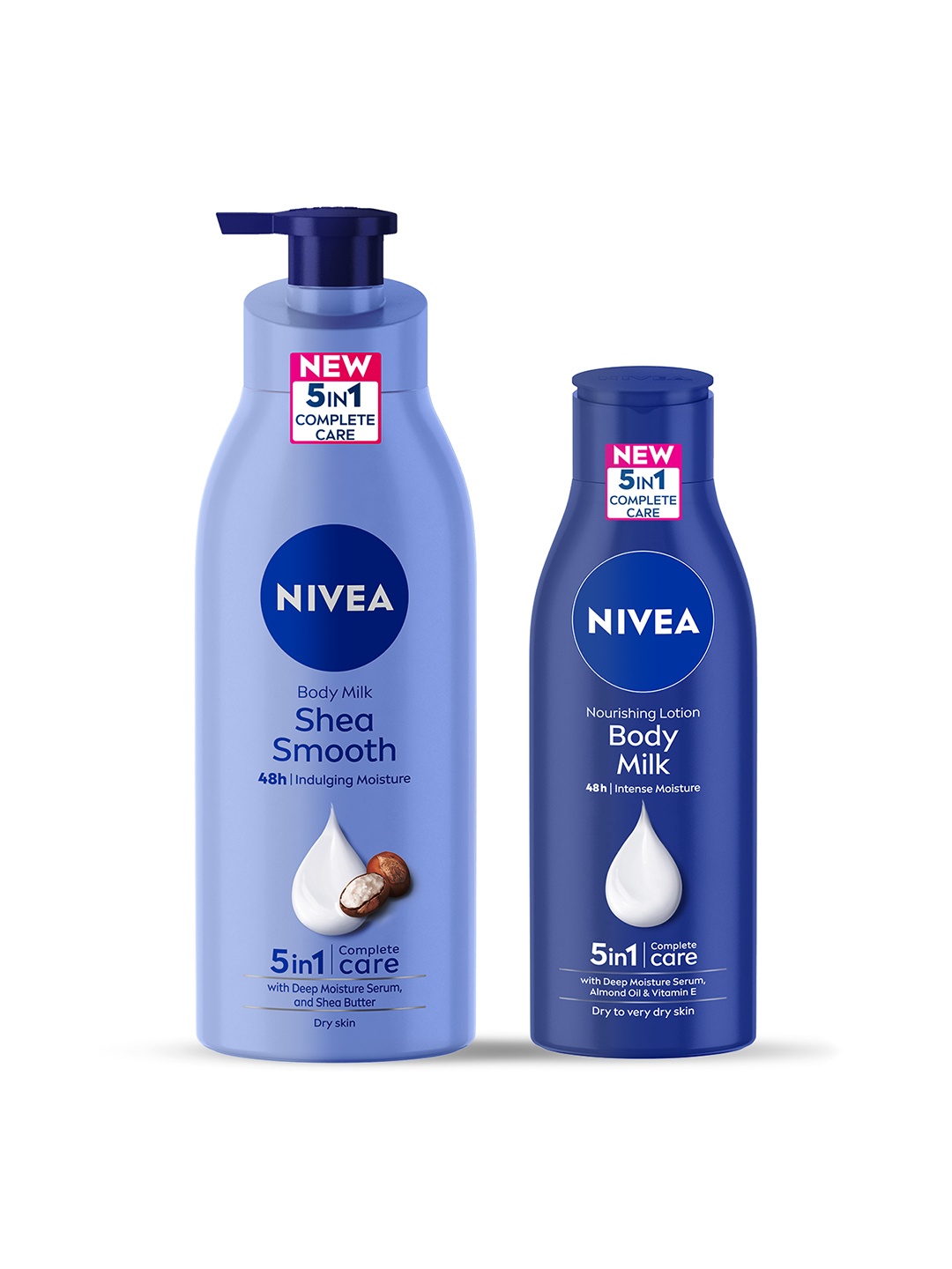 Nivea 5-In-1 Complete Care Nourishing Body Milk Lotion 120ml & Shea Smooth Body Milk 400ml, Blue
Nivea 5-In-1 Complete Care Nourishing Body Milk Lotion 120ml & Shea Smooth Body Milk 400ml, Blue